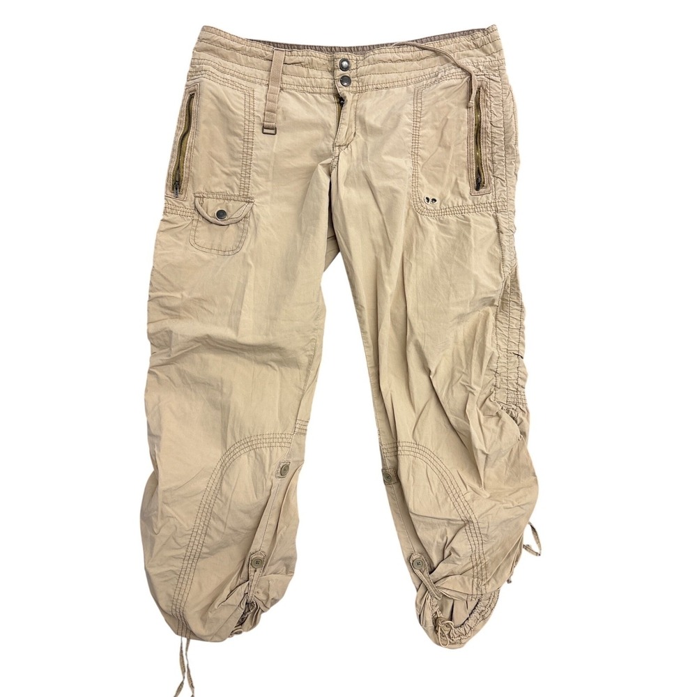 Abercrombie & Fitch Womens Khaki Cargo‎ Pants Ruched Drawstring Hem Size 10 Tan